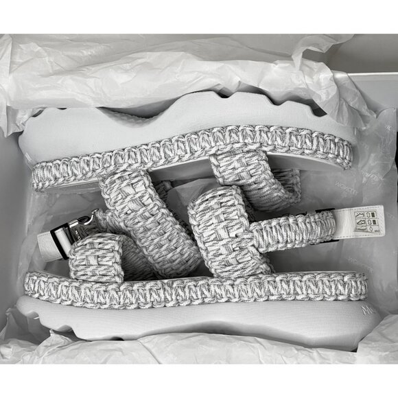 Moncler | Belay Woven Open Toe Sandals in Light Grey - Picture 5 of 8